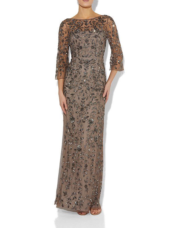 Eliza Gunmetal Hand Beaded Gown by Montique