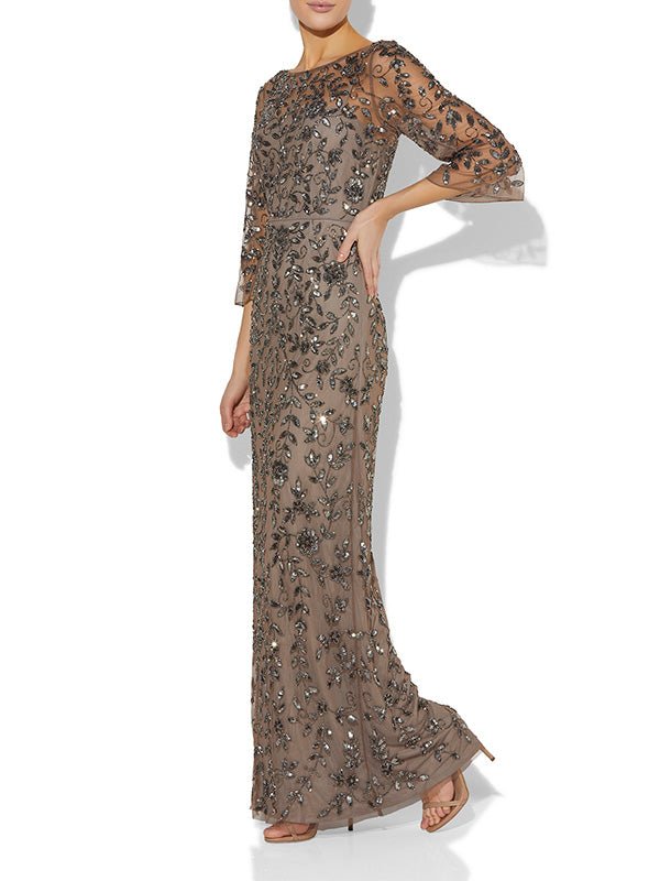 Eliza Gunmetal Hand Beaded Gown by Montique