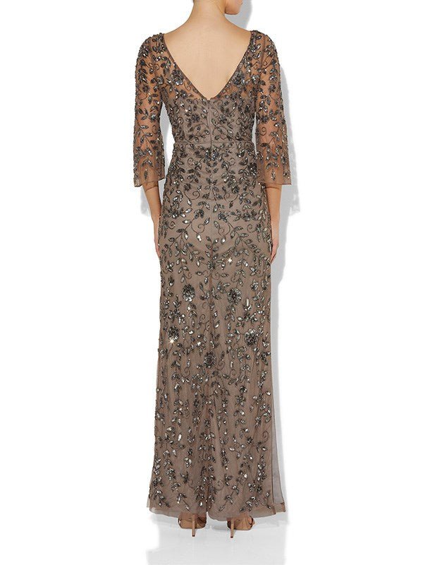 Eliza Gunmetal Hand Beaded Gown by Montique