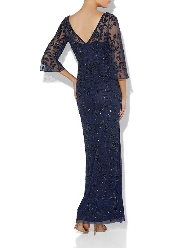 Eliza Navy Hand Beaded Gown by Montique