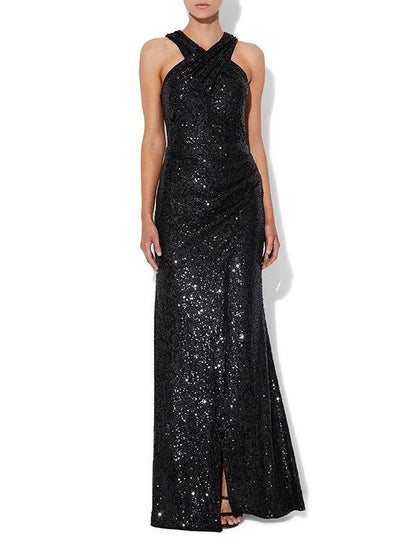 Elsa Black Sequin Gown by Montique