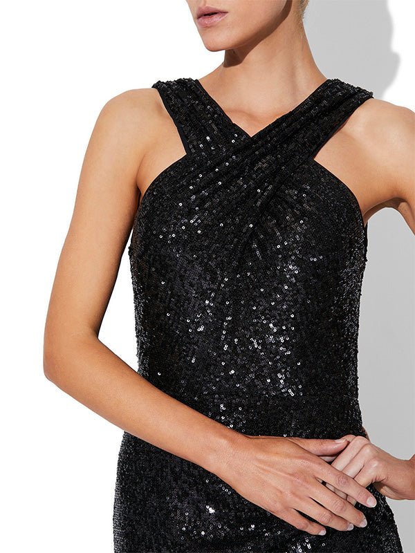 Elsa Black Sequin Gown by Montique