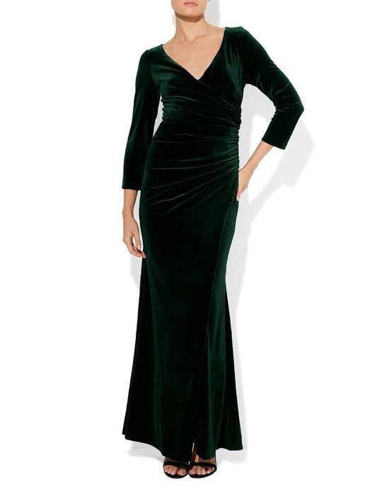 Elva Dark Emerald Gown by Montique