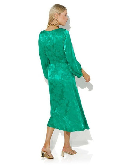 Emme Emerald Jacquard Dress by Montique