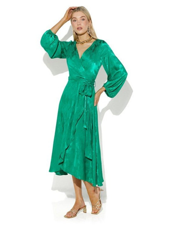 Emme Emerald Jacquard Dress by Montique