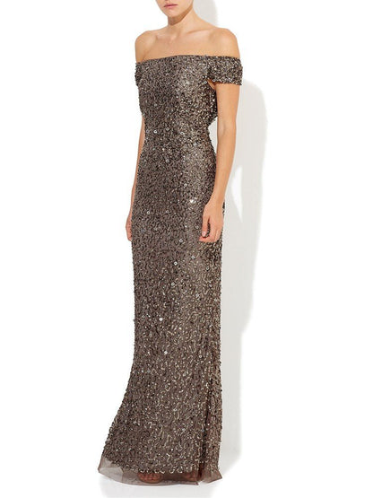Giselle Gunmetal Hand Beaded Gown by Montique