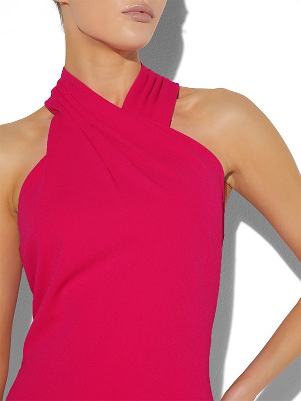 Halo Hot Pink Halter Dress by Montique