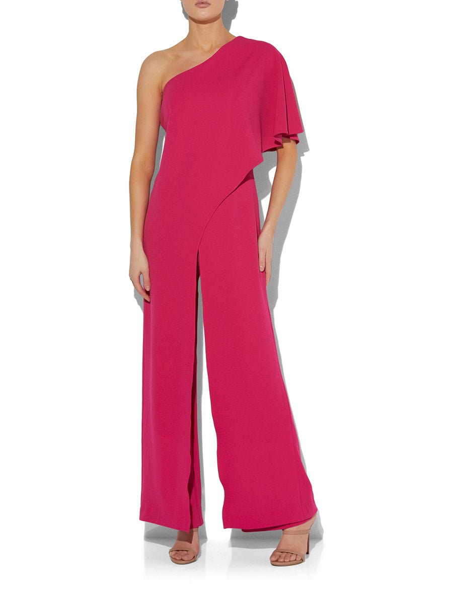 Harper Hot Pink One Shoulder Jumpsuit by Montique