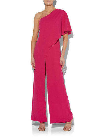 Harper Hot Pink One Shoulder Jumpsuit by Montique