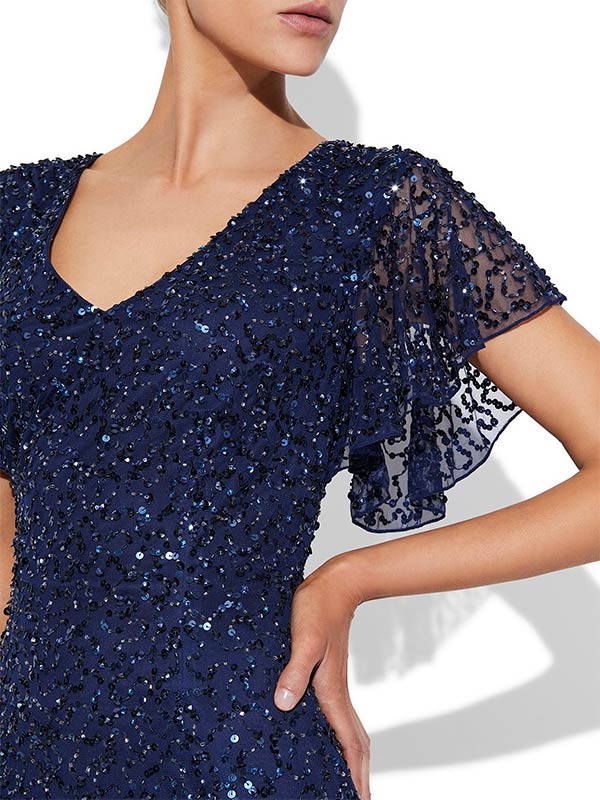 Ida Navy Hand Beaded Dress by Montique