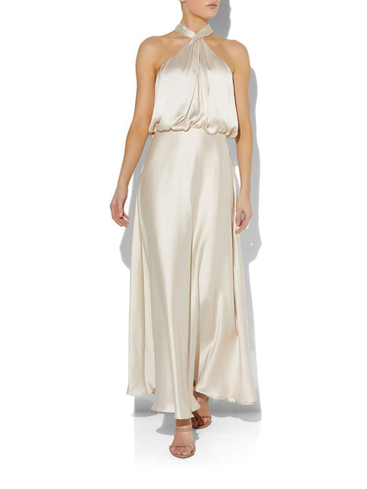 India Champagne Halter Gown by Montique