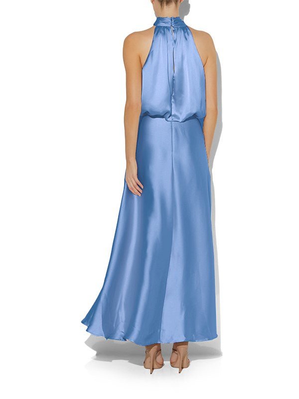 India Sky Blue Halter Gown by Montique