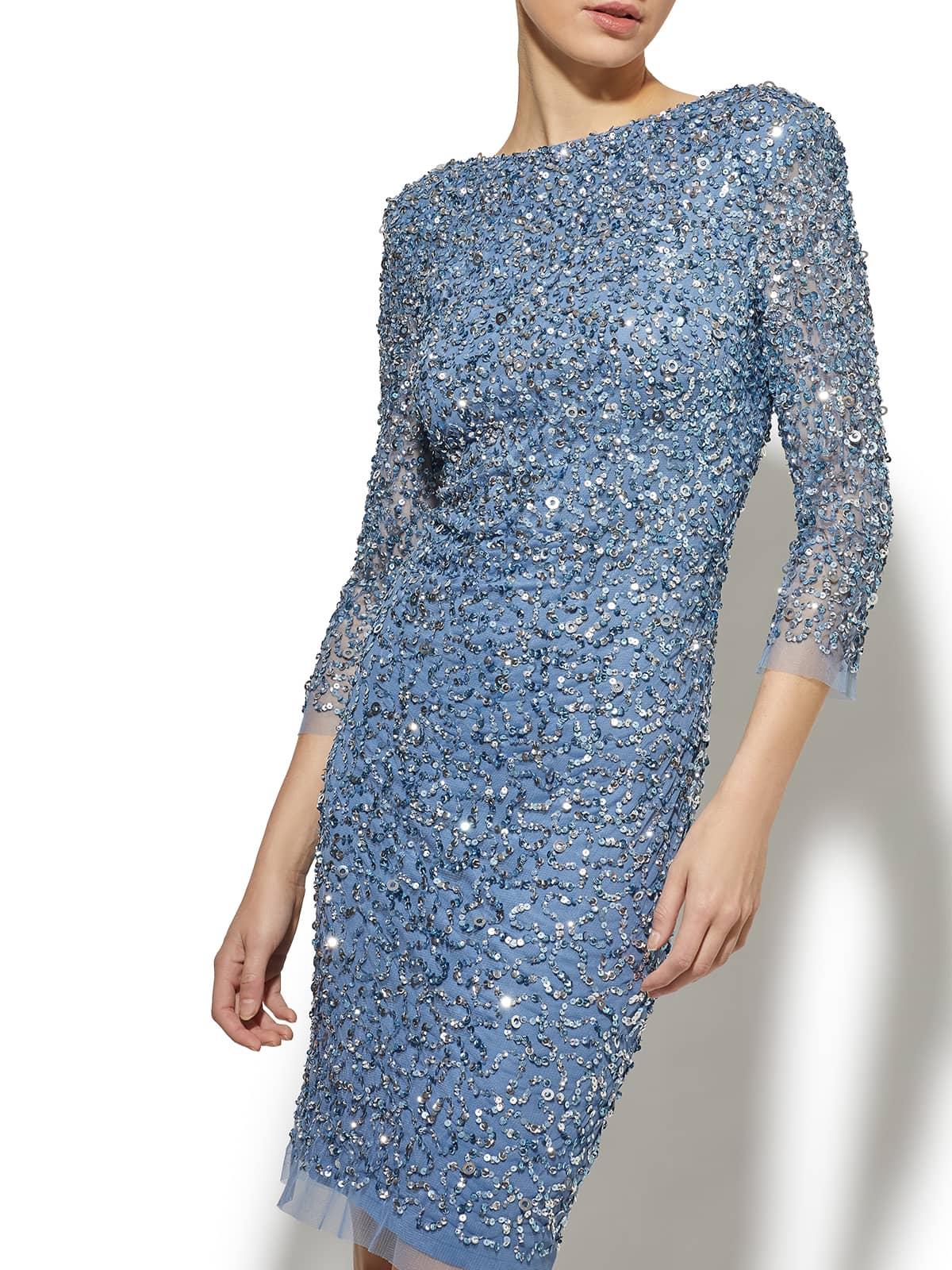January Blue Hand Beaded Dress by Montique