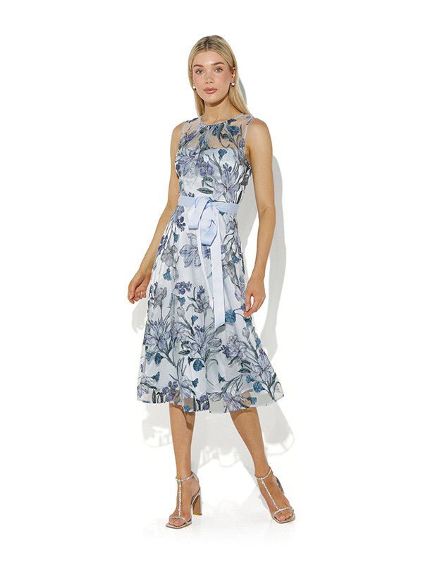 Jean Sky Blue Embroidered Dress by Montique