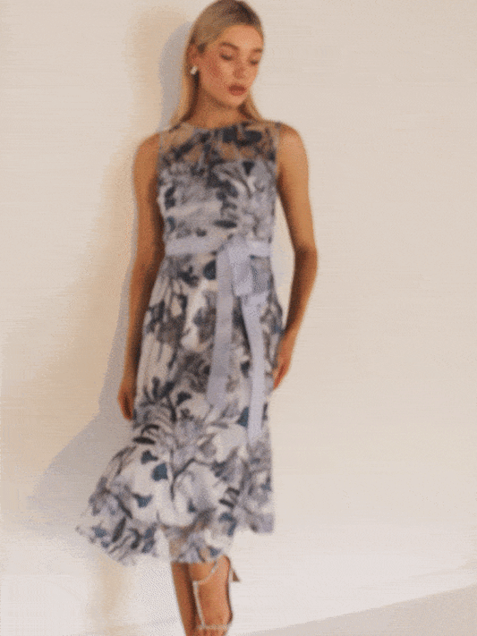 Jean Sky Blue Embroidered Dress by Montique