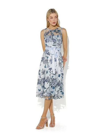 Jean Sky Blue Embroidered Dress by Montique