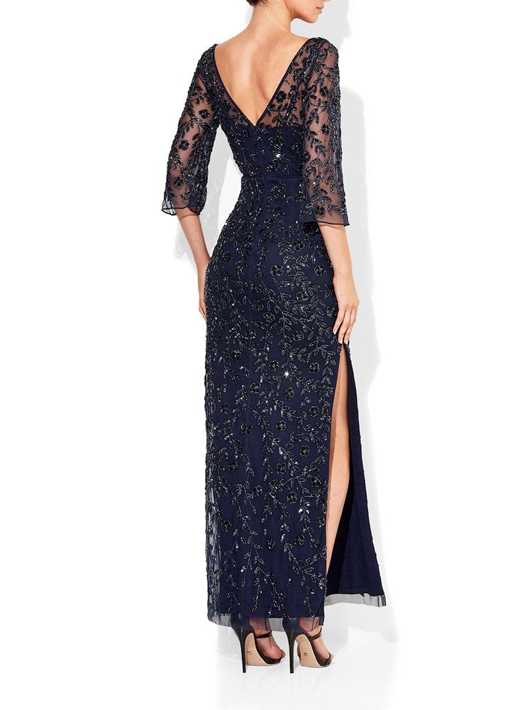 Juliette Navy Hand Beaded Gown by Montique