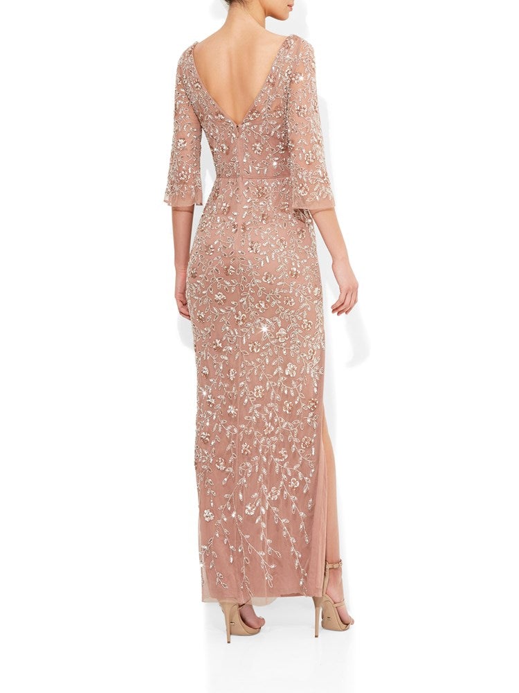 Juliette Rose Gold Hand Beaded Gown by Montique