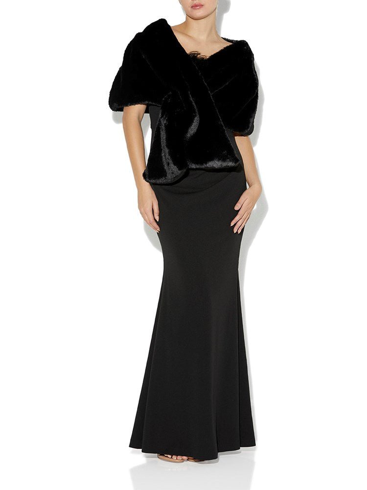 Karine Black Faux Fur Shawl by Montique