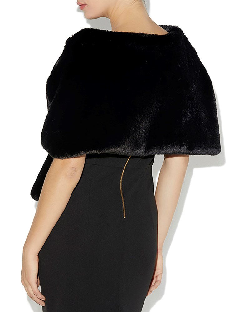 Karine Black Faux Fur Shawl by Montique