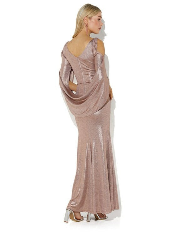 Lana Rose Gold Metallic Gown by Montique