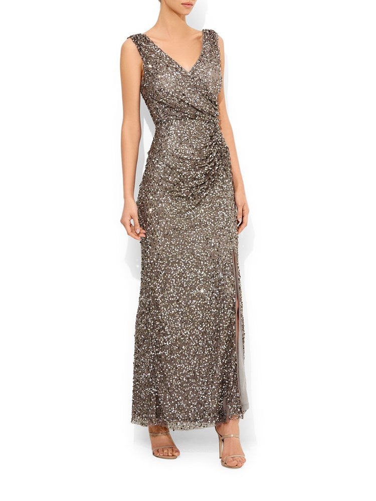 Layla Hand Beaded Wrap Gown by Montique