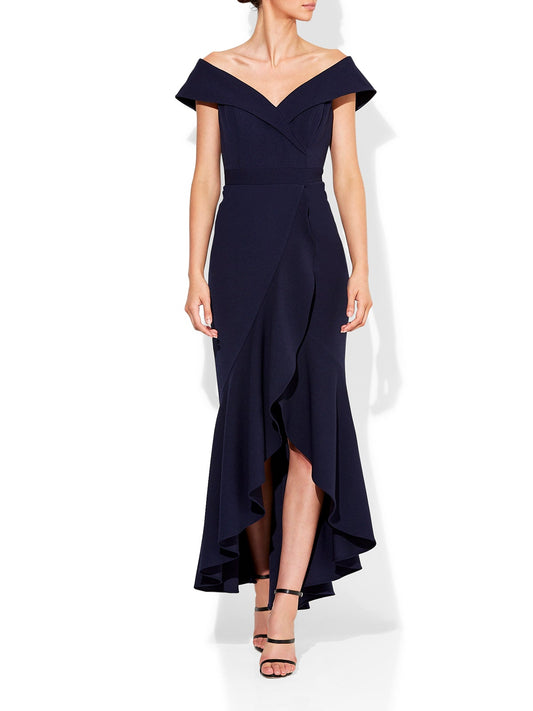 Lola Navy Stretch Crepe Gown by Montique