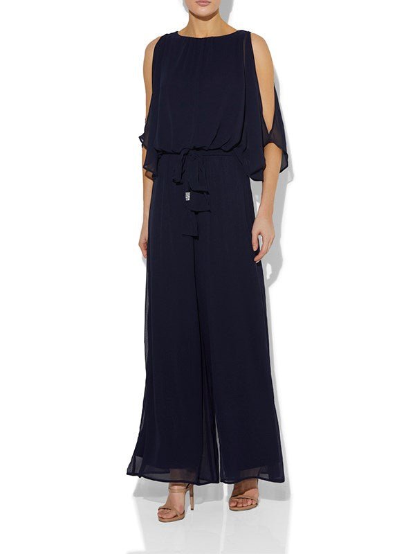 Lucien Navy Chiffon Jumpsuit by Montique