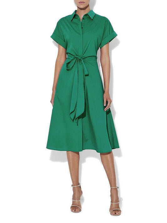 Maddox Kelly Green Shirt Dress by Montique