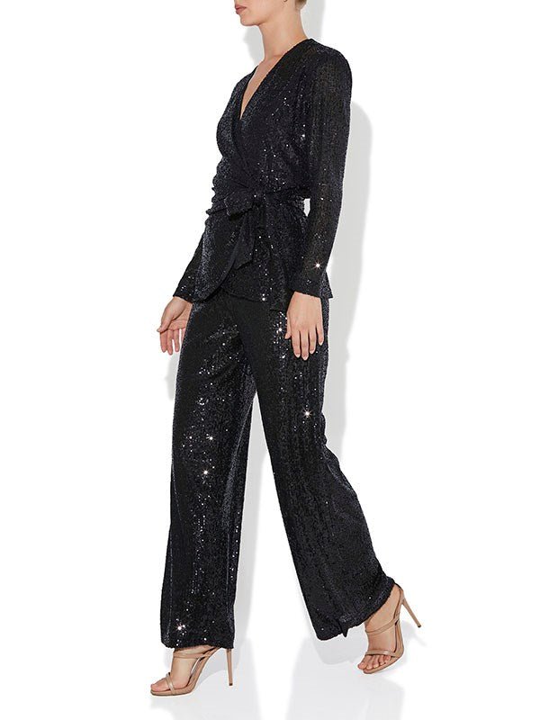 Minxy Black Sequin Pants by Montique