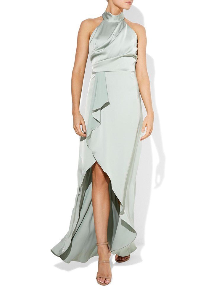 Nadine Sage Halter Gown by Montique