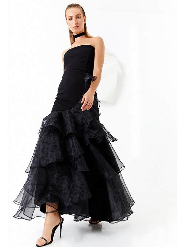 Octavia Strapless Ruffle Gown by Montique