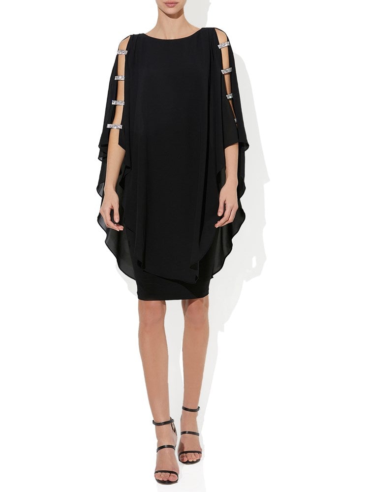 Opra Black Sequin Chiffon Dress by Montique