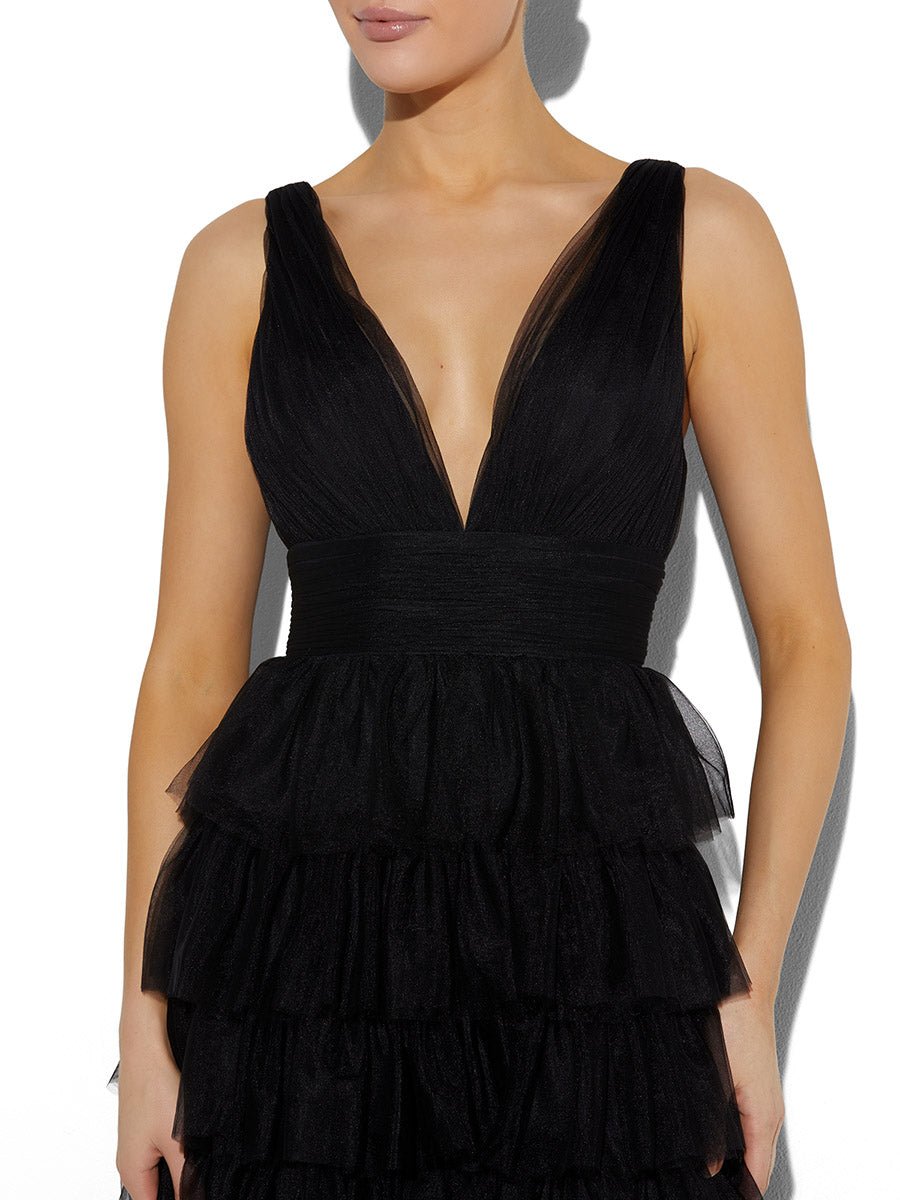 Raven Black Tulle Gown by Montique