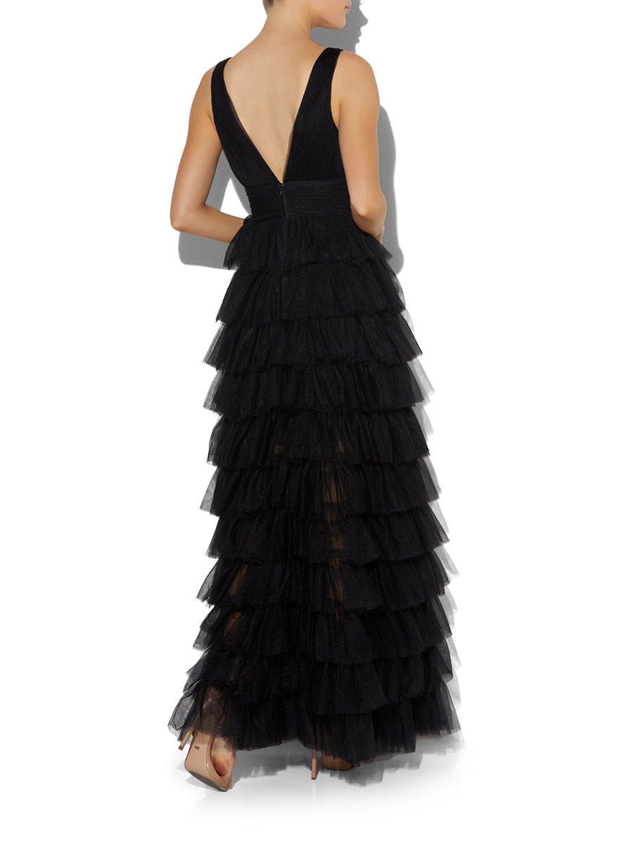 Raven Black Tulle Gown by Montique