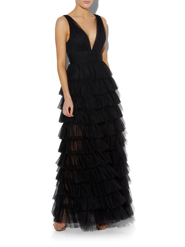 Raven Black Tulle Gown by Montique