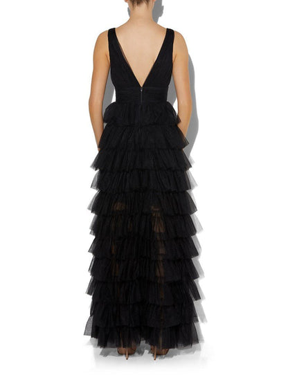 Raven Black Tulle Gown by Montique