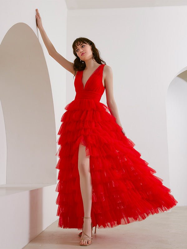 Raven Red Tulle Gown by Montique