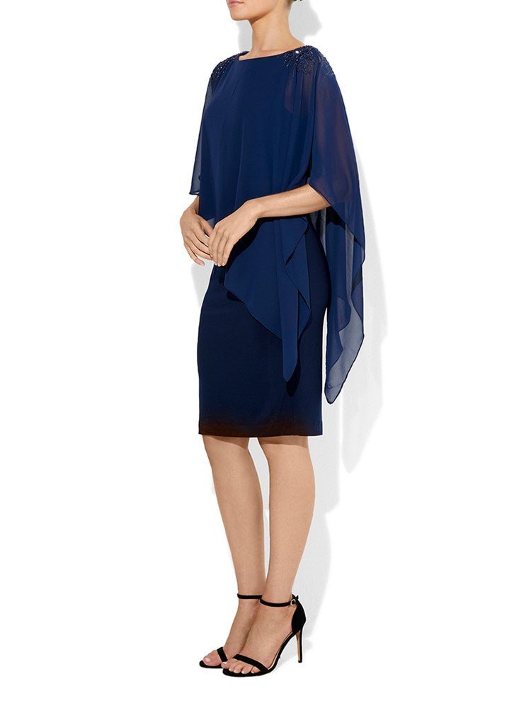 Reese Navy Chiffon Overlay Dress by Montique