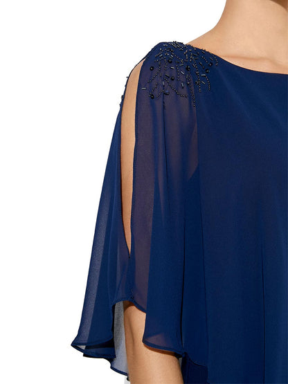 Reese Navy Chiffon Overlay Dress by Montique