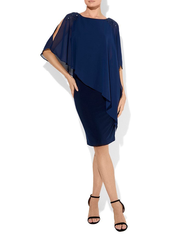 Reese Navy Chiffon Overlay Dress by Montique