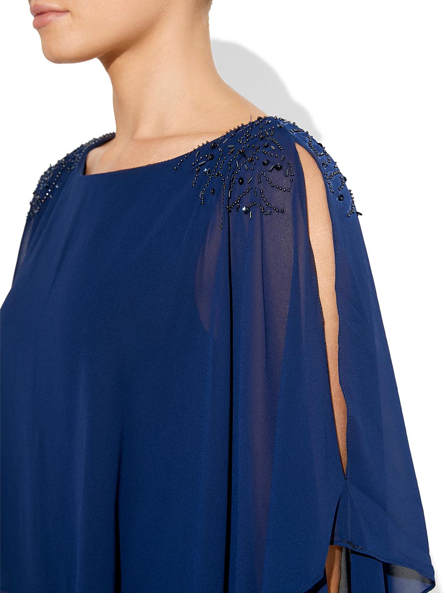 Reese Navy Chiffon Overlay Dress by Montique