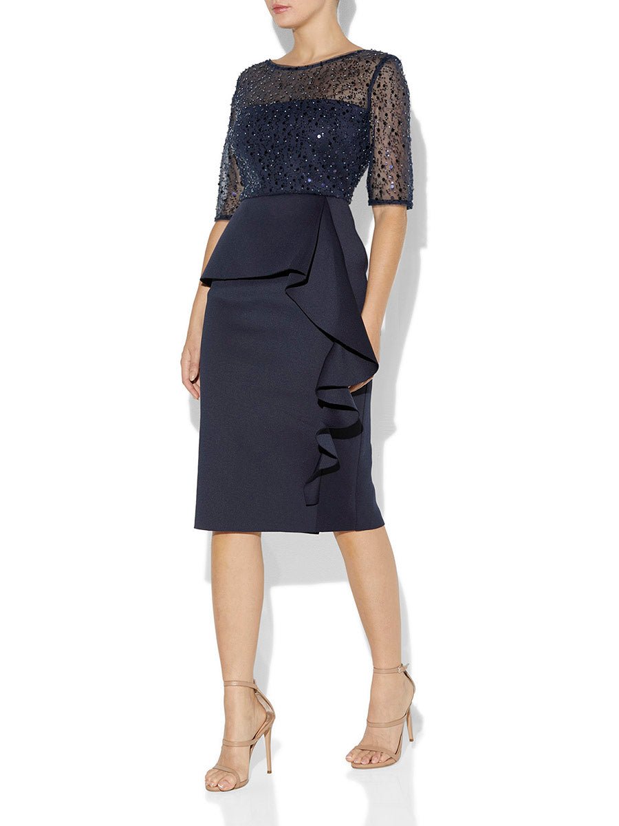 Roman Navy Sequin Dress by Montique