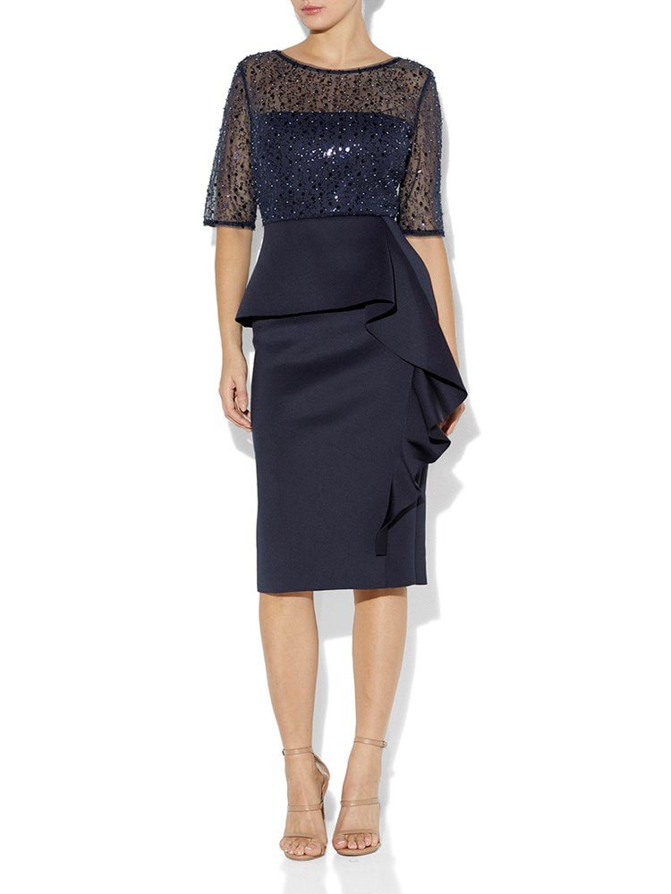 Roman Navy Sequin Dress by Montique