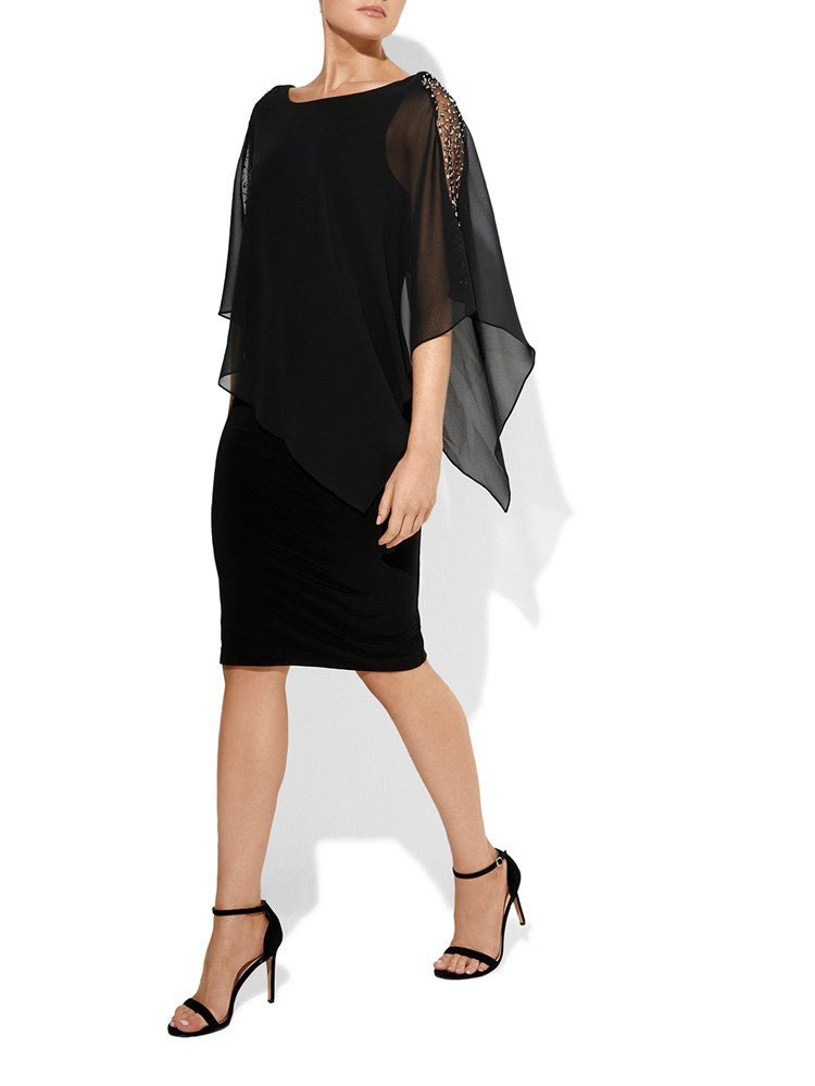 Shannon Black Chiffon Overlay Dress by Montique