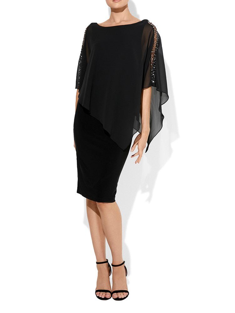 Shannon Black Chiffon Overlay Dress by Montique