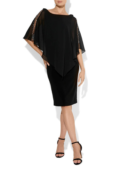 Shannon Black Chiffon Overlay Dress by Montique