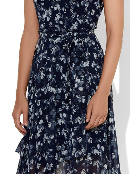 Sierra Navy & Ivory Chiffon Dress by Montique