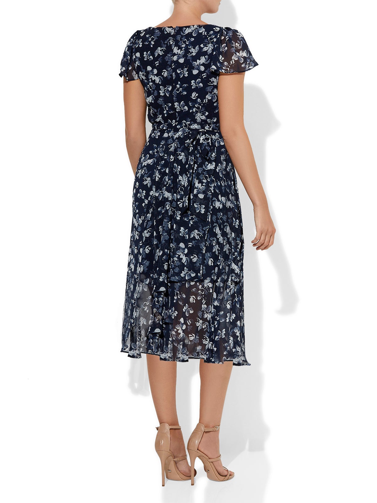 Sierra Navy & Ivory Chiffon Dress by Montique