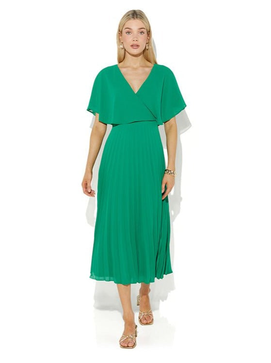 Solana Emerald Pleated Dress by Montique
